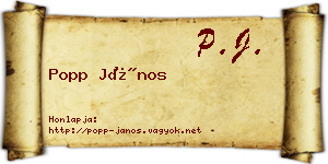 Popp János névjegykártya
