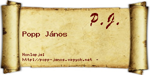 Popp János névjegykártya